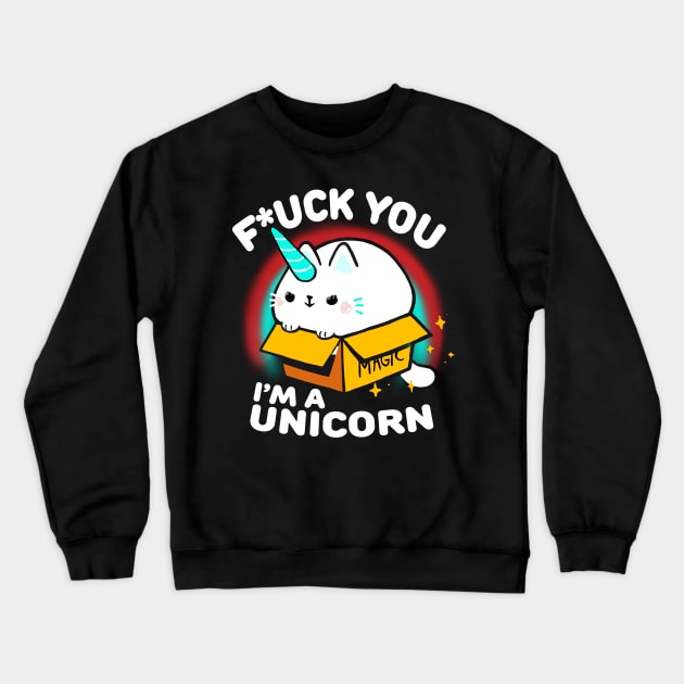 Unicorn cat - Cute Animal in a Box - Cute Sassy Quote Crewneck Sweatshirt by BlancaVidal